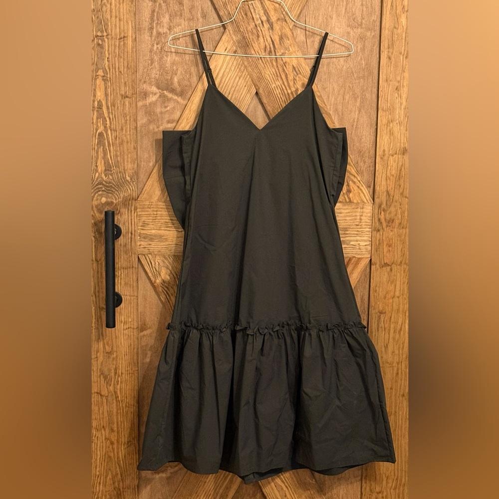 Blue Tassel V-Neck Bow-Back Midi Dress